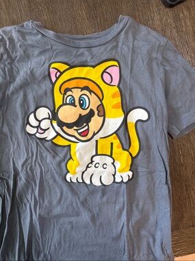 Old Navy Kids Gray Tee with Yellow & White Cartoon Cat Character